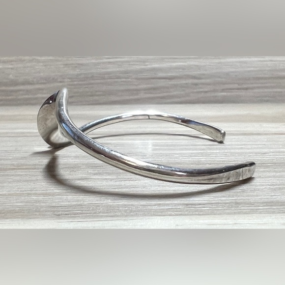 Designer Sterling Silver Turquoise Twisted Wave Asymmetrical Cuff Bracelet - Picture 2 of 8